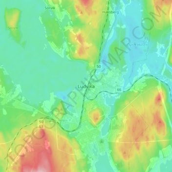 Topografisk kort Ludvika, højde, terræn