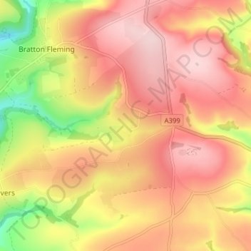 Topografisk kort Benton, højde, terræn