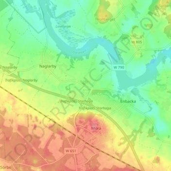 Topografisk kort Slättgärdet, højde, terræn