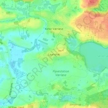 Topografisk kort Laanshøj, højde, terræn