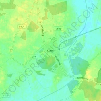 Topografisk kort Roma, højde, terræn