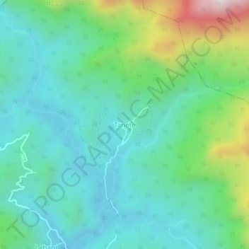 Topografisk kort Tanete, højde, terræn