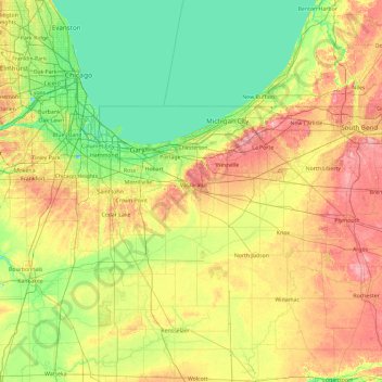 Topografisk kort Porter, højde, terræn