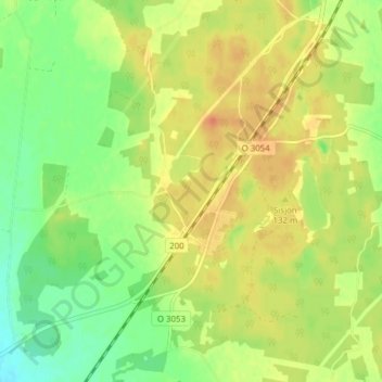 Topografisk kort Slätte, højde, terræn