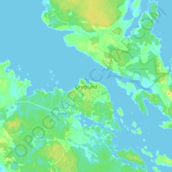 Topografisk kort Öregrund, højde, terræn