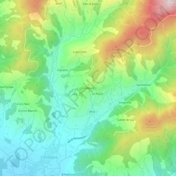 Topografisk kort Valdibure, højde, terræn