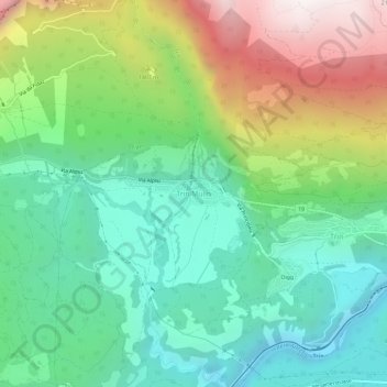 Topografisk kort Trin Mulin, højde, terræn