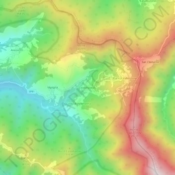 Topografisk kort Vallenzona, højde, terræn