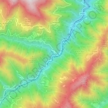 Topografisk kort Randaragna, højde, terræn