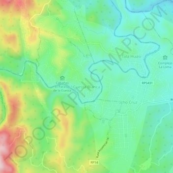 Topografisk kort Cuesta Blanca, højde, terræn