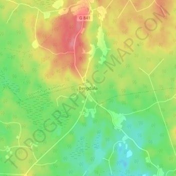 Topografisk kort Bergdala, højde, terræn