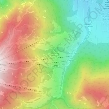 Topografisk kort Sorafurcia, højde, terræn