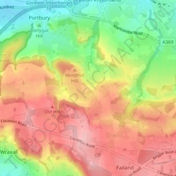 Topografisk kort Lower Failand, højde, terræn