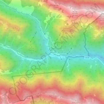 Topografisk kort Uccea, højde, terræn