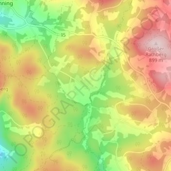 Topografisk kort Thierham, højde, terræn