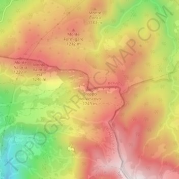 Topografisk kort Groppo del Vescovo, højde, terræn