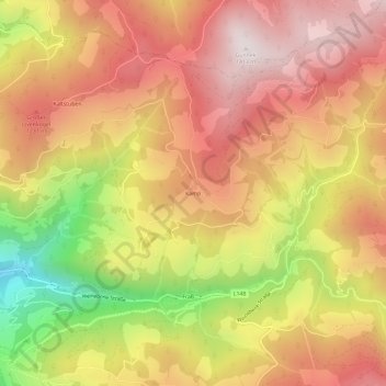 Topografisk kort Kamp, højde, terræn