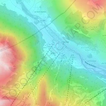 Topografisk kort Le Bez, højde, terræn