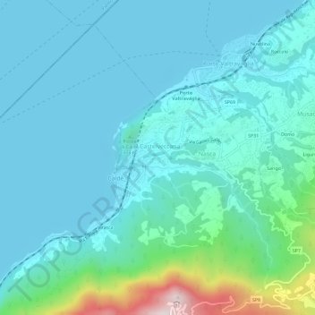 Topografisk kort Castelveccana, højde, terræn