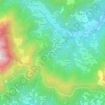 Topografisk kort Lighezzoli, højde, terræn