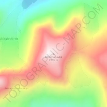 Topografisk kort Kaskasatjåkka, højde, terræn