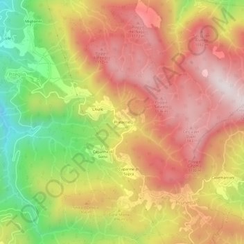 Topografisk kort Prataccio, højde, terræn
