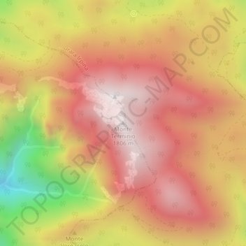 Topografisk kort Monte Terminio, højde, terræn
