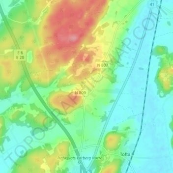 Topografisk kort Torpa, højde, terræn