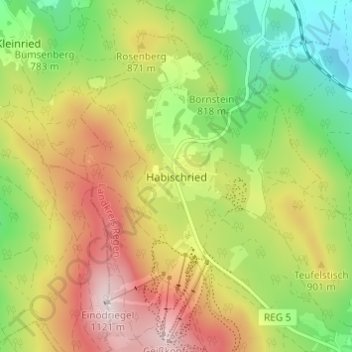 Topografisk kort Habischried, højde, terræn