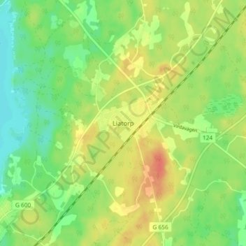 Topografisk kort Liatorp, højde, terræn