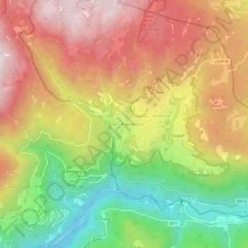 Topografisk kort Eben - Pramarino, højde, terræn