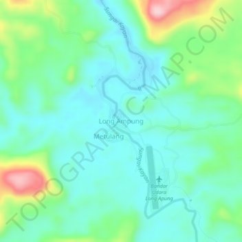 Topografisk kort Long Ampung, højde, terræn