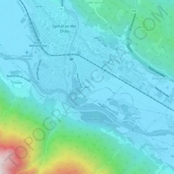 Topografisk kort Aich, højde, terræn