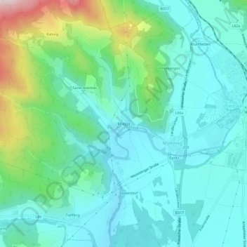 Topografisk kort Brugga, højde, terræn