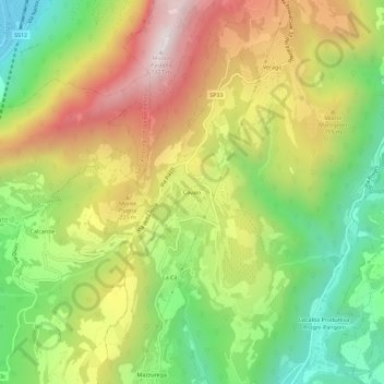 Topografisk kort Cavalo, højde, terræn