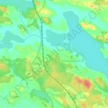 Topografisk kort Ålspånga, højde, terræn
