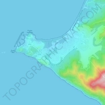 Topografisk kort Punta Ala, højde, terræn