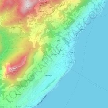 Topografisk kort Fornico, højde, terræn