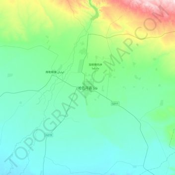 Topografisk kort Kaba, højde, terræn