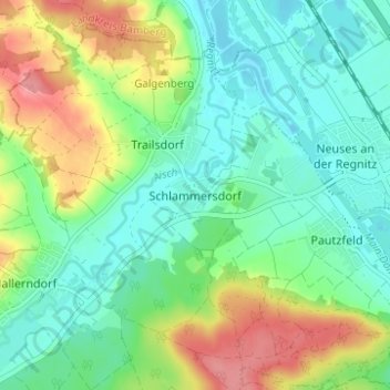 Topografisk kort Schlammersdorf, højde, terræn