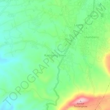 Topografisk kort Kampung Jawa, højde, terræn