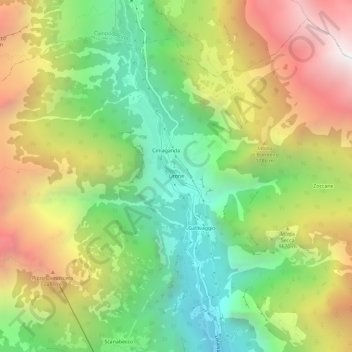 Topografisk kort Lirone, højde, terræn
