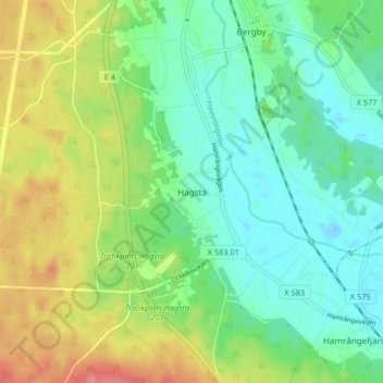 Topografisk kort Hagsta, højde, terræn