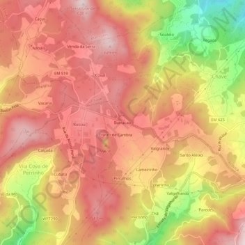 Topografisk kort Barracao, højde, terræn