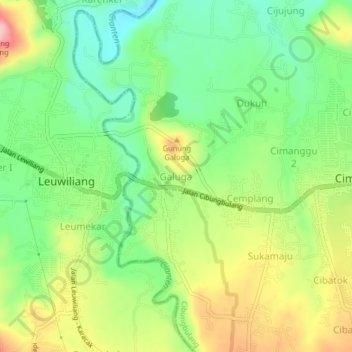 Topografisk kort Galuga, højde, terræn