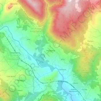 Topografisk kort Sillicagnana, højde, terræn