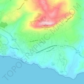 Topografisk kort Isabella, højde, terræn