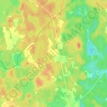 Topografisk kort Broddamåla, højde, terræn