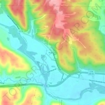 Topografisk kort Braysville, højde, terræn