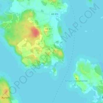 Topografisk kort Lindby, højde, terræn